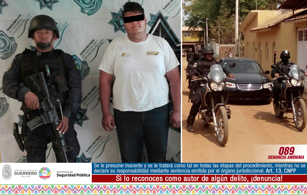 ASEGURAN POLICÍAS ESTATALES EN ZIHUATANEJO A UNA PERSONA