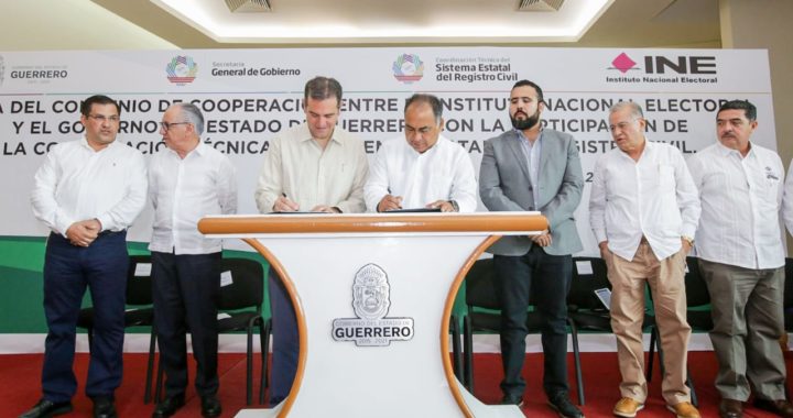 FIRMAN EL GOBERNADOR HÉCTOR ASTUDILLO Y PRESIDENTE DEL INE LORENZO CÓRDOVA, CONVENIO PARA ACTUALIZAR PADRÓN ELECTORAL