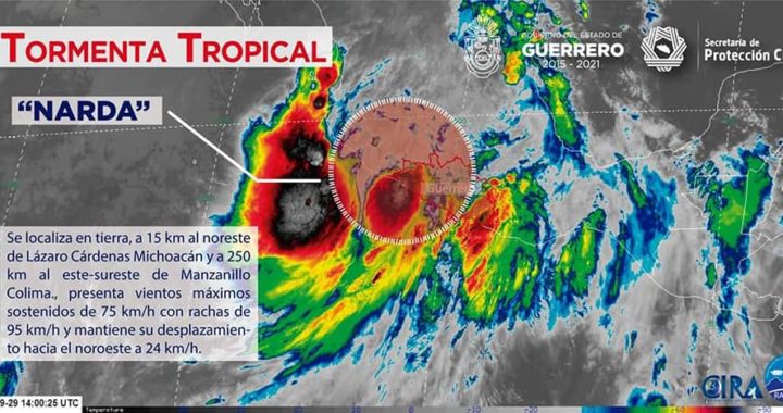 La Tormenta Tropical “Narda” se aleja de las Costas de Guerrero