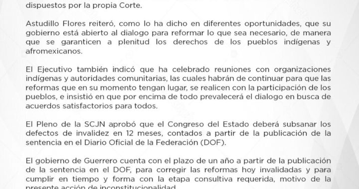 SE ACATARÁ EL FALLO DE LA SCJN SOBRE DERECHOS DE LOS PUEBLOS INDÍGENAS: ASTUDILLO FLORES