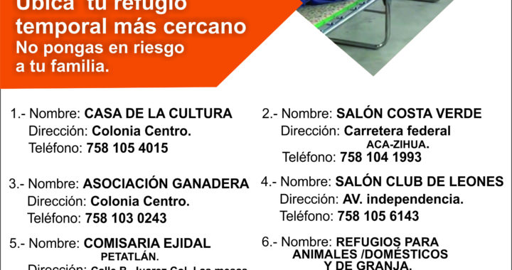 LISTOS REFUGIOS TEMPORALES EN PETATLAN EN CASO DE CONTINGENCIA POR LAS LLUVIAS