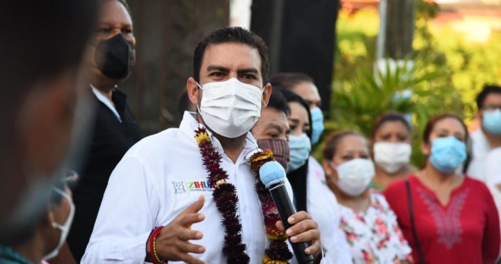 En colonia La Puerta, presidente Jorge Sánchez arranca pavimentación de calle Río Mezcala