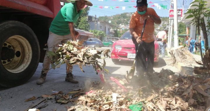 A través de Servicios Públicos, Gobierno de Zihuatanejo continúa con trabajos de limpieza en calles y avenidas.