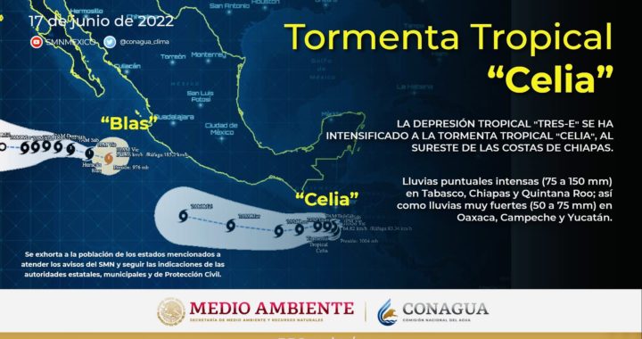 Se aleja “Blas” pero ahora se desarrolla la tormenta tropical Celia en el Océano Pacífico