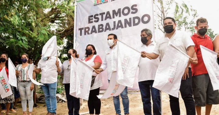 Presidente Jorge Sánchez Allec da banderazo de inicio de pavimentación en colonia Lomas Diamante
